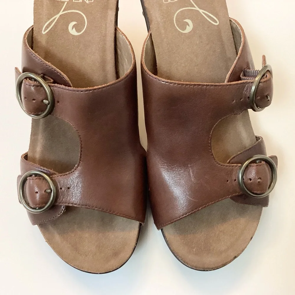 Dansko Leather Fern Wedge Comfort Sandals - Brown - 41 (10.5 - 11)